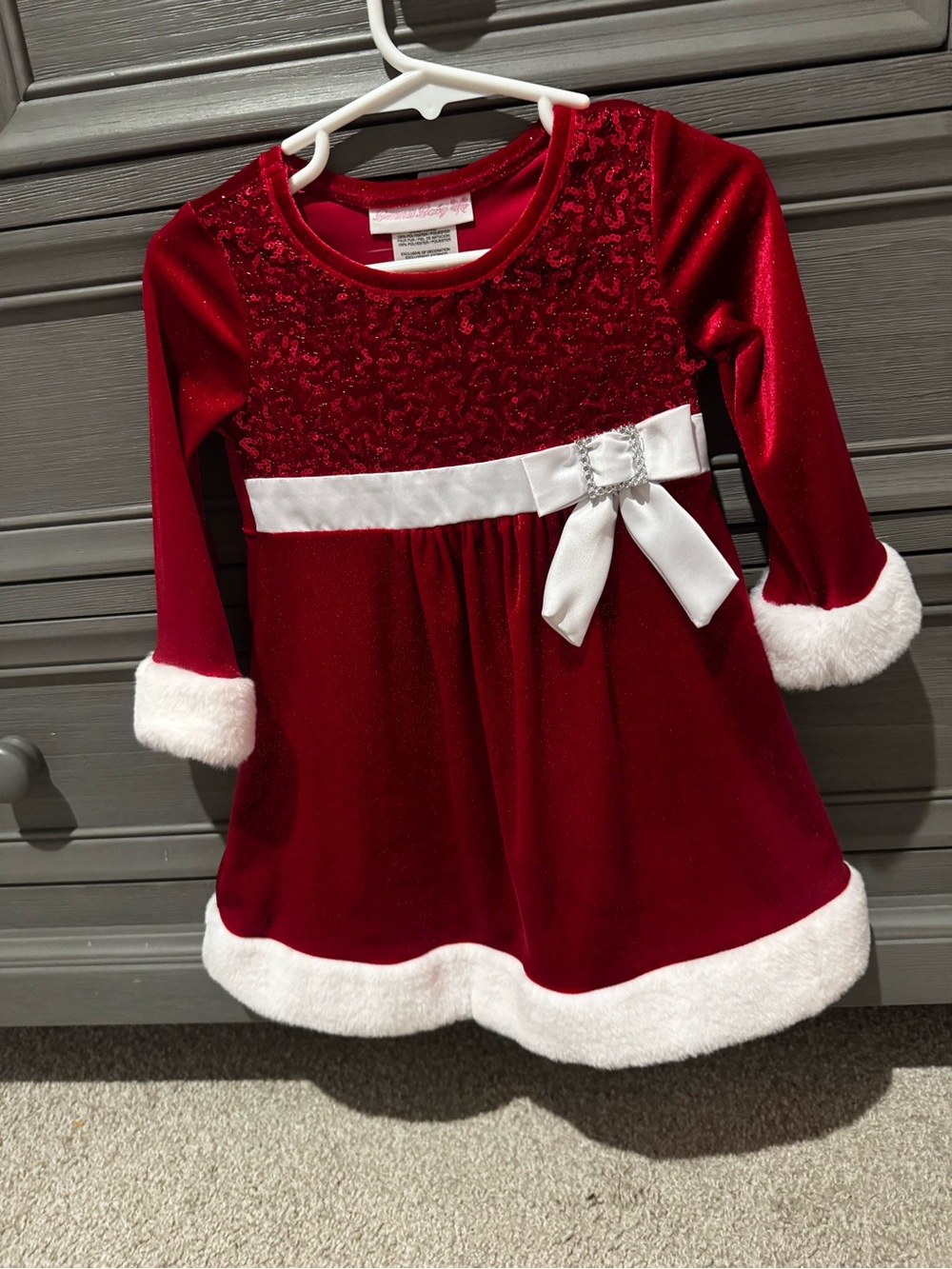 Bonnie Baby Red and White Velvet Holiday Dress